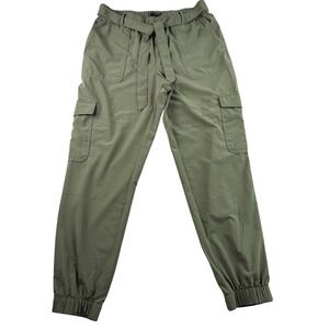 Cargo Jogger Pants Olive Green Belted Waist Women's Size Medium